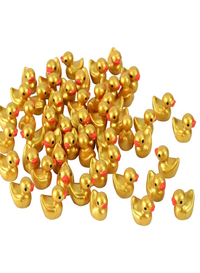 Penitue 50pcs Golden Mini Resin Ducks, 1.5x1.4x1cm/0.59x0.55x0.39in Tiny Gold Ducks Small Resin Figurines for Micro Garden Landscape Cake Decor & DIY Craft Party - Image 1